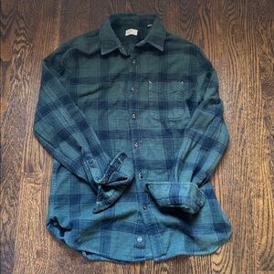 AG Denim Navy / Dark Green Flannel Button Down - classic tartan plaid